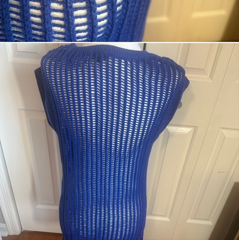 Vibrant Blue Crochet Sleeveless Top XS - Picture 3 of 4